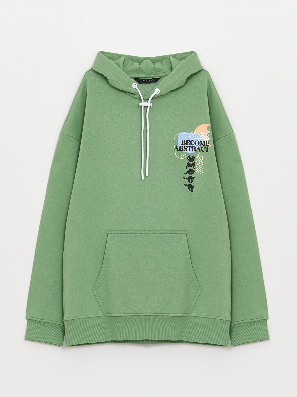 LCW Casual Yeşil Uzun Kollu Baskılı Erkek Hoodie - 5