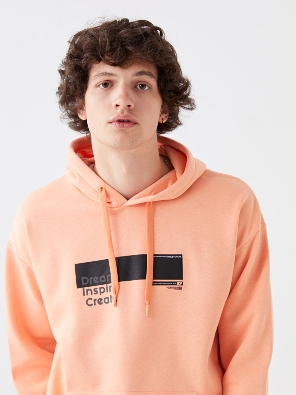 LCW Casual Açık Mercan Uzun Kollu Baskılı Erkek Hoodie - 2