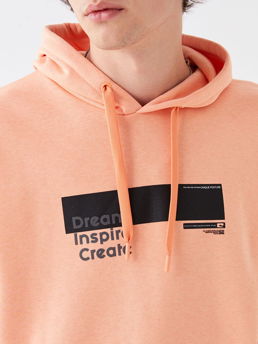 LCW Casual Açık Mercan Uzun Kollu Baskılı Erkek Hoodie - 3