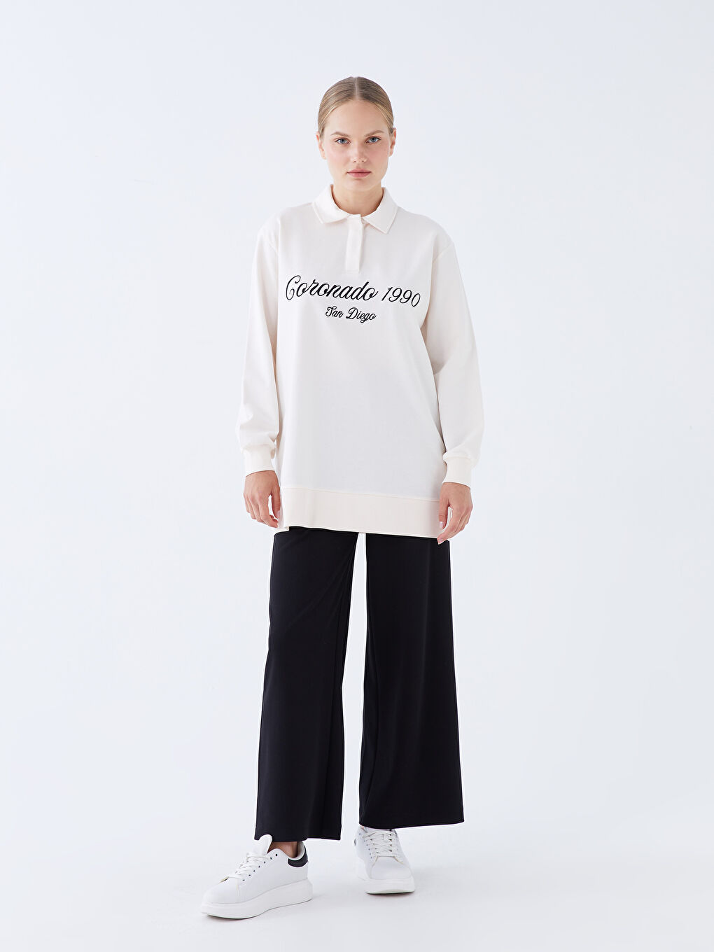 Elasticated Waist Relaxed Fit Women's Trousers -W3DB60Z8-RQL