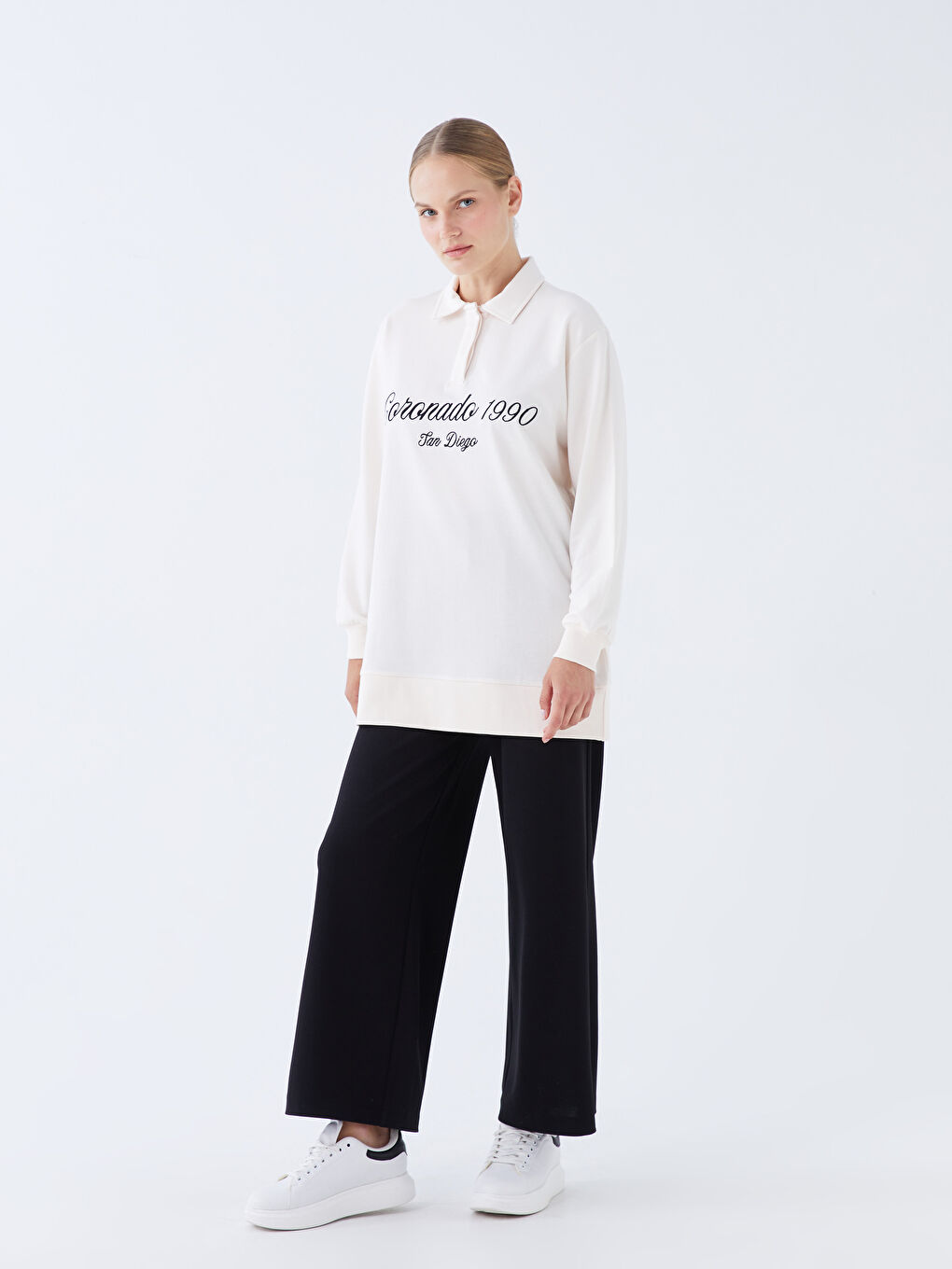 Elasticated Waist Relaxed Fit Women's Trousers -W3DB60Z8-RQL