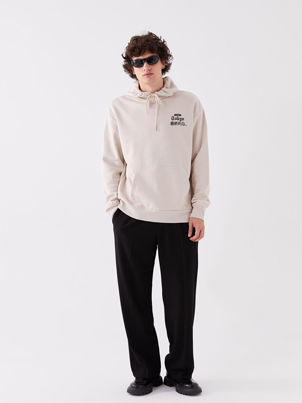 Relaxed Fit Dobby Fabric Men's Trousers