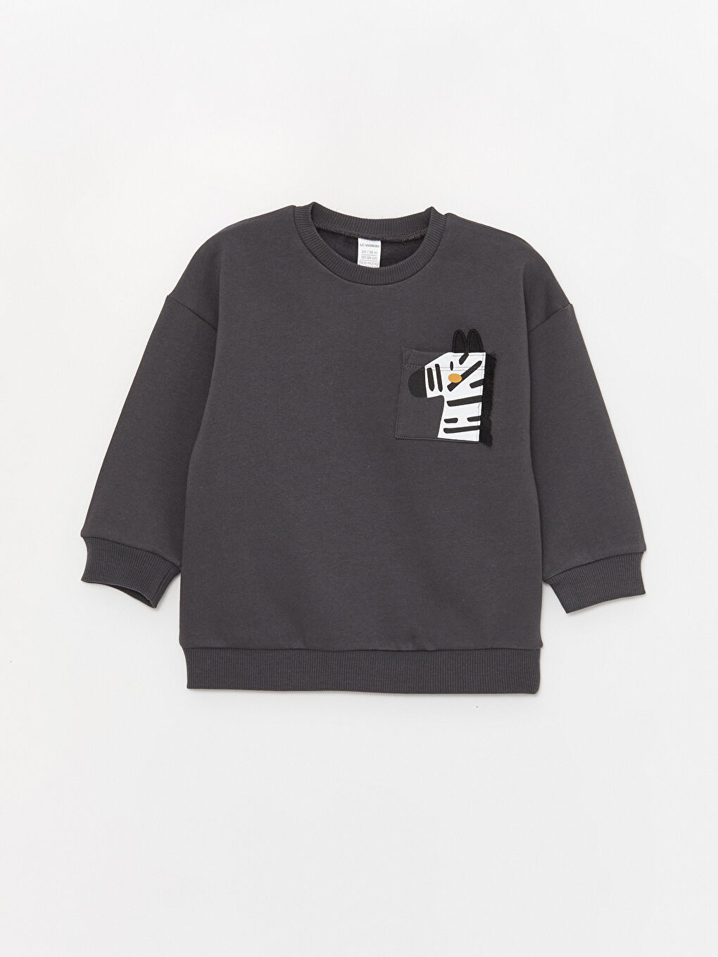 LCW baby Antrasit Bisiklet Yaka Baskılı Erkek Bebek Sweatshirt