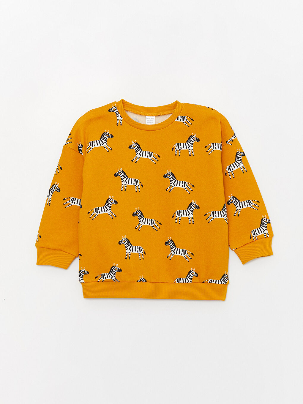 LCW baby Sarı Bisiklet Yaka Baskılı Erkek Bebek Sweatshirt