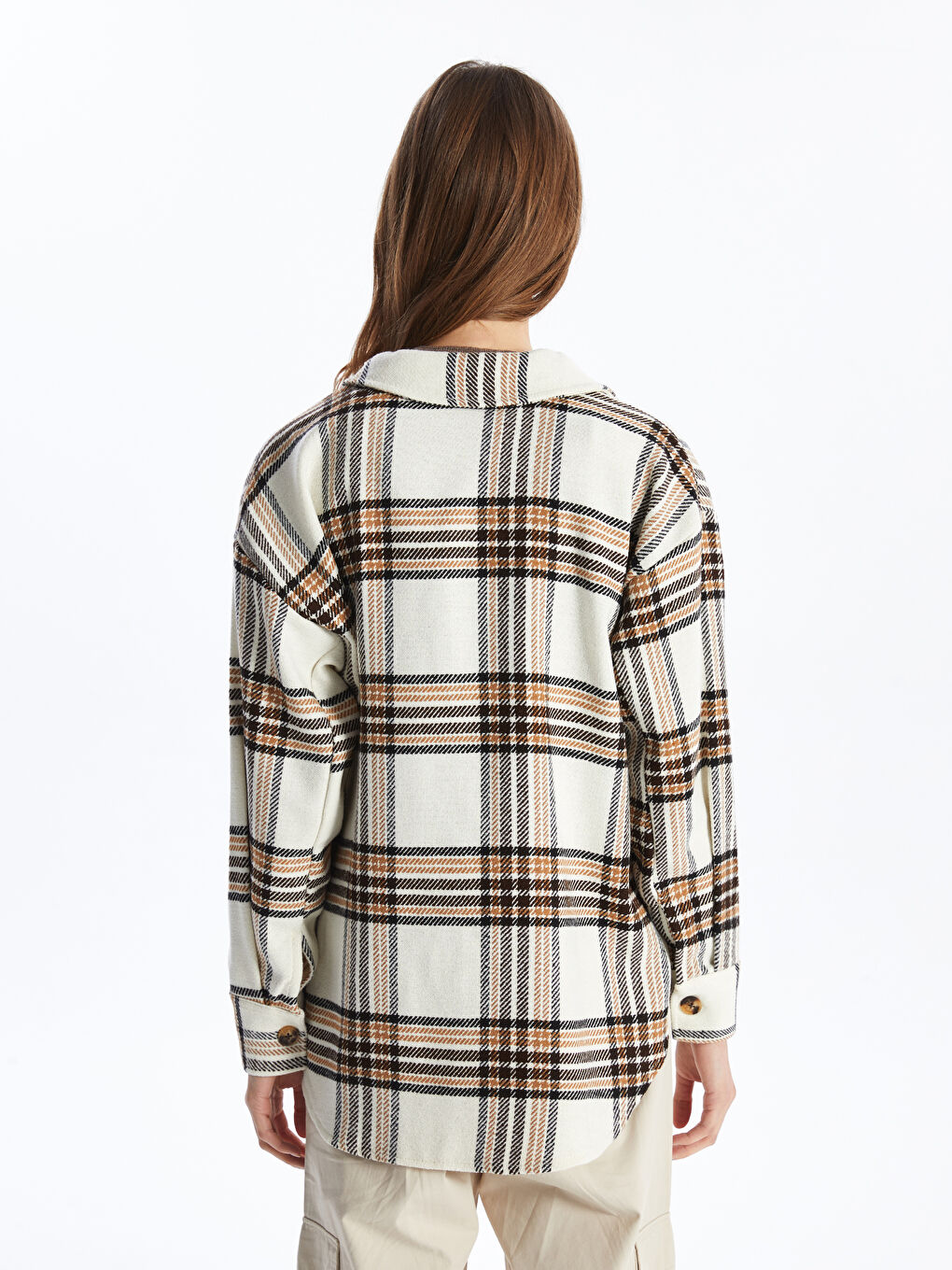 LCW Vision Plaid Long Sleeve Oversize Women's Lumberjack Shirt Jacket -W3DC69Z8-LLL