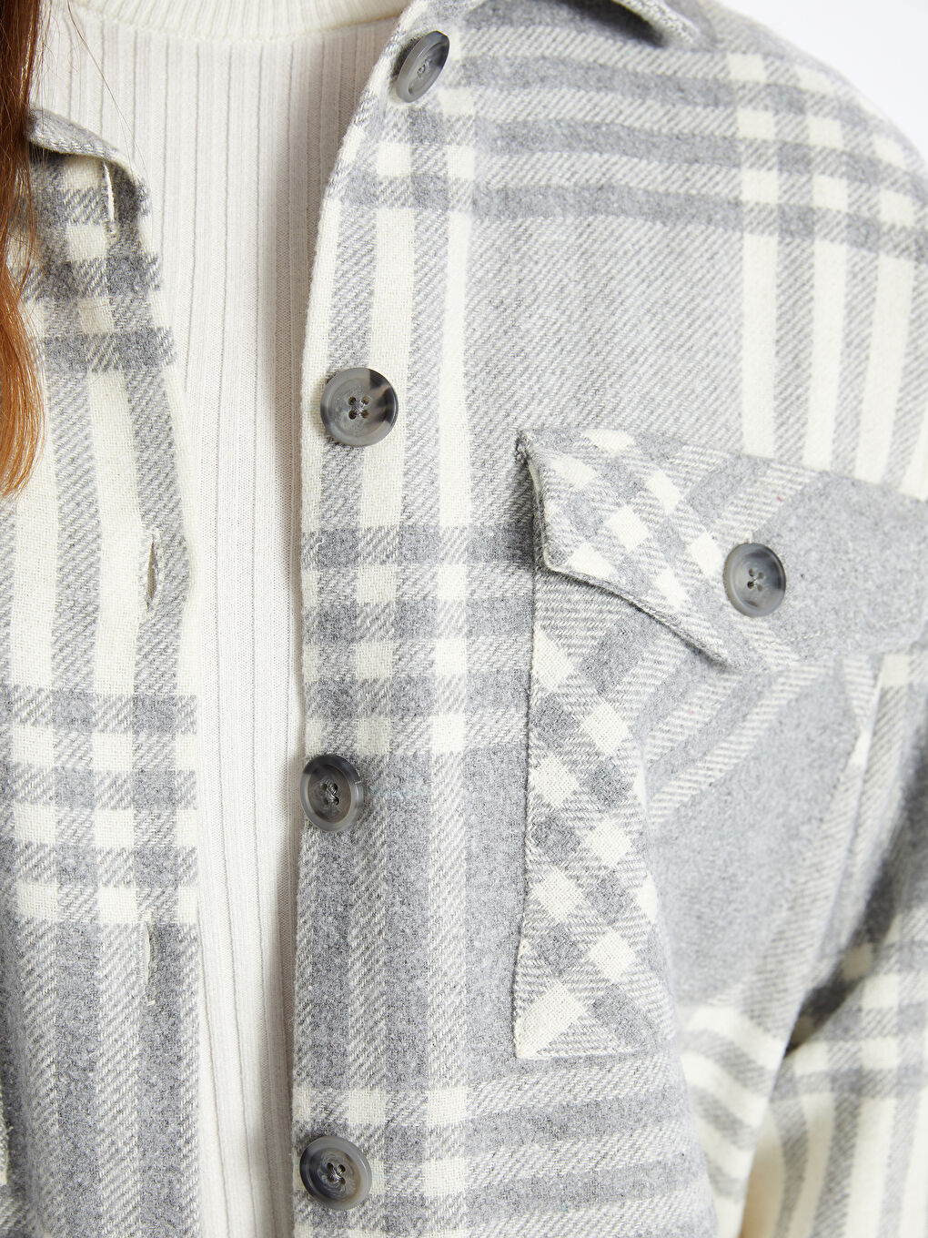 Plaid Long Sleeve Oversize Women's Lumberjack Shirt Jacket-3
