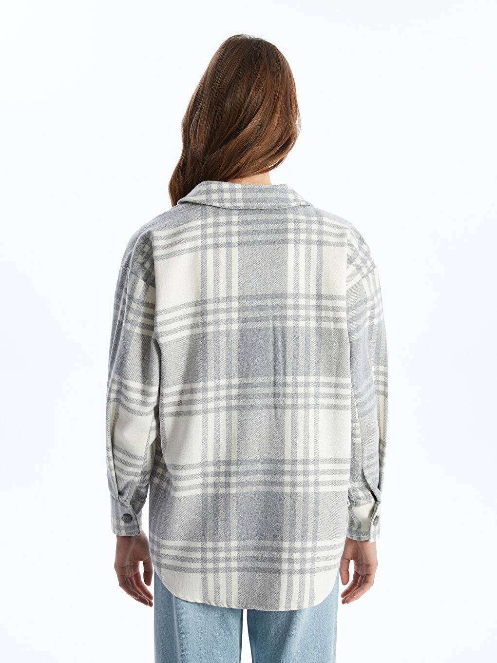 Plaid Long Sleeve Oversize Women's Lumberjack Shirt Jacket-4