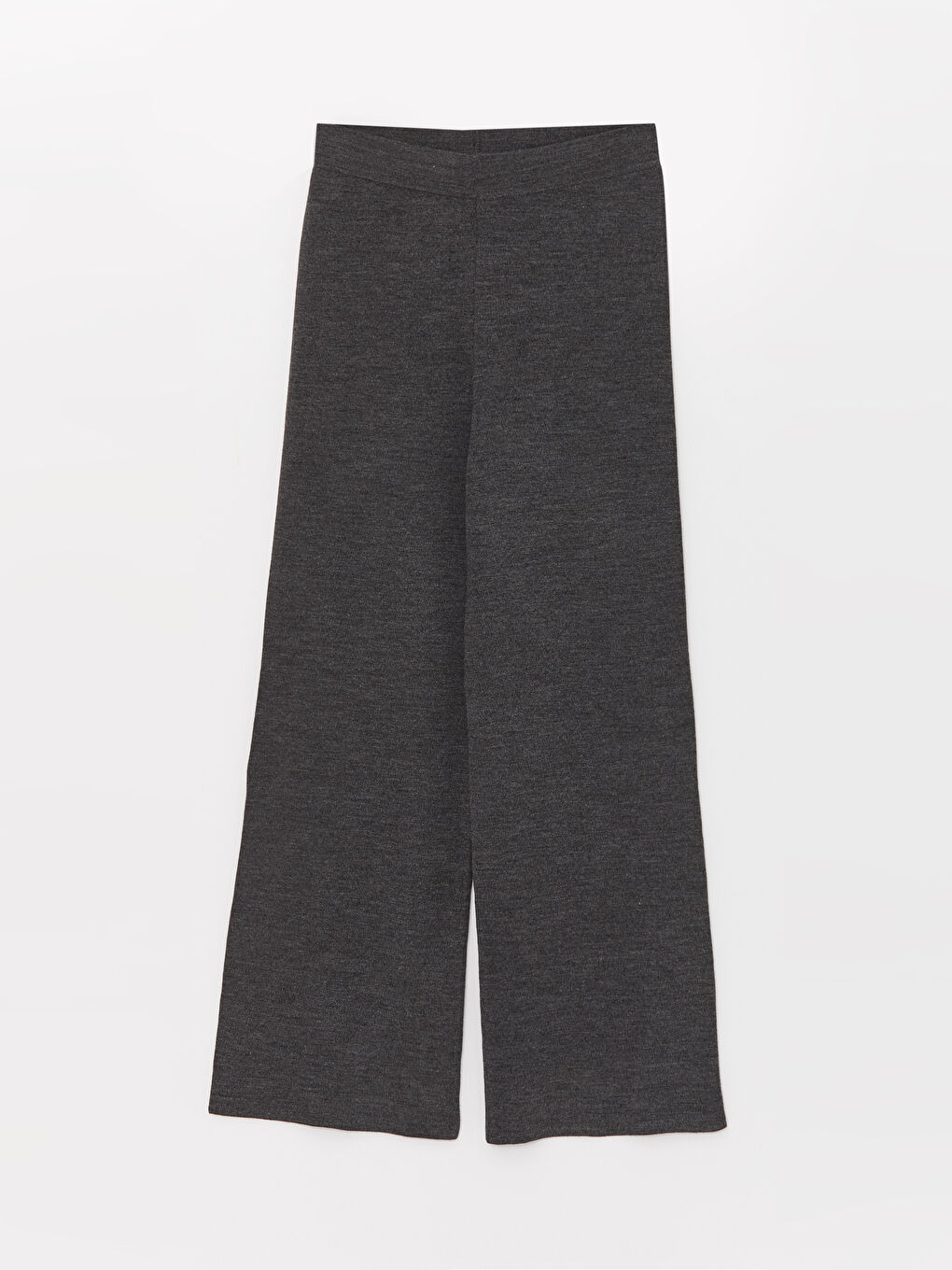 Antrasit Beli Lastikli Düz Geniş Paça Kadın Triko Pantolon-6
