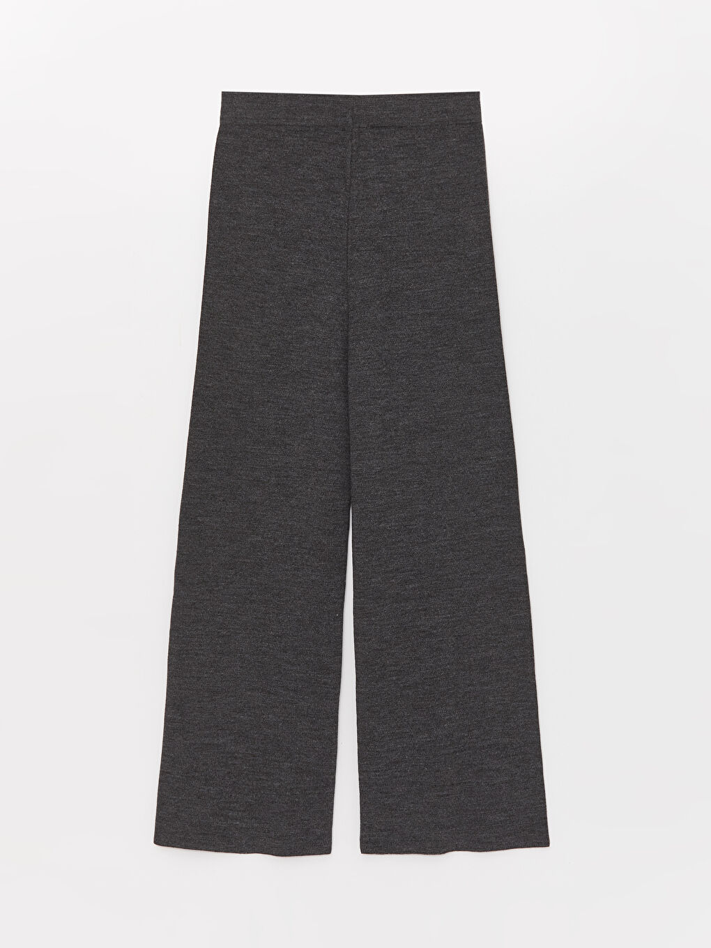 Antrasit Beli Lastikli Düz Geniş Paça Kadın Triko Pantolon-7