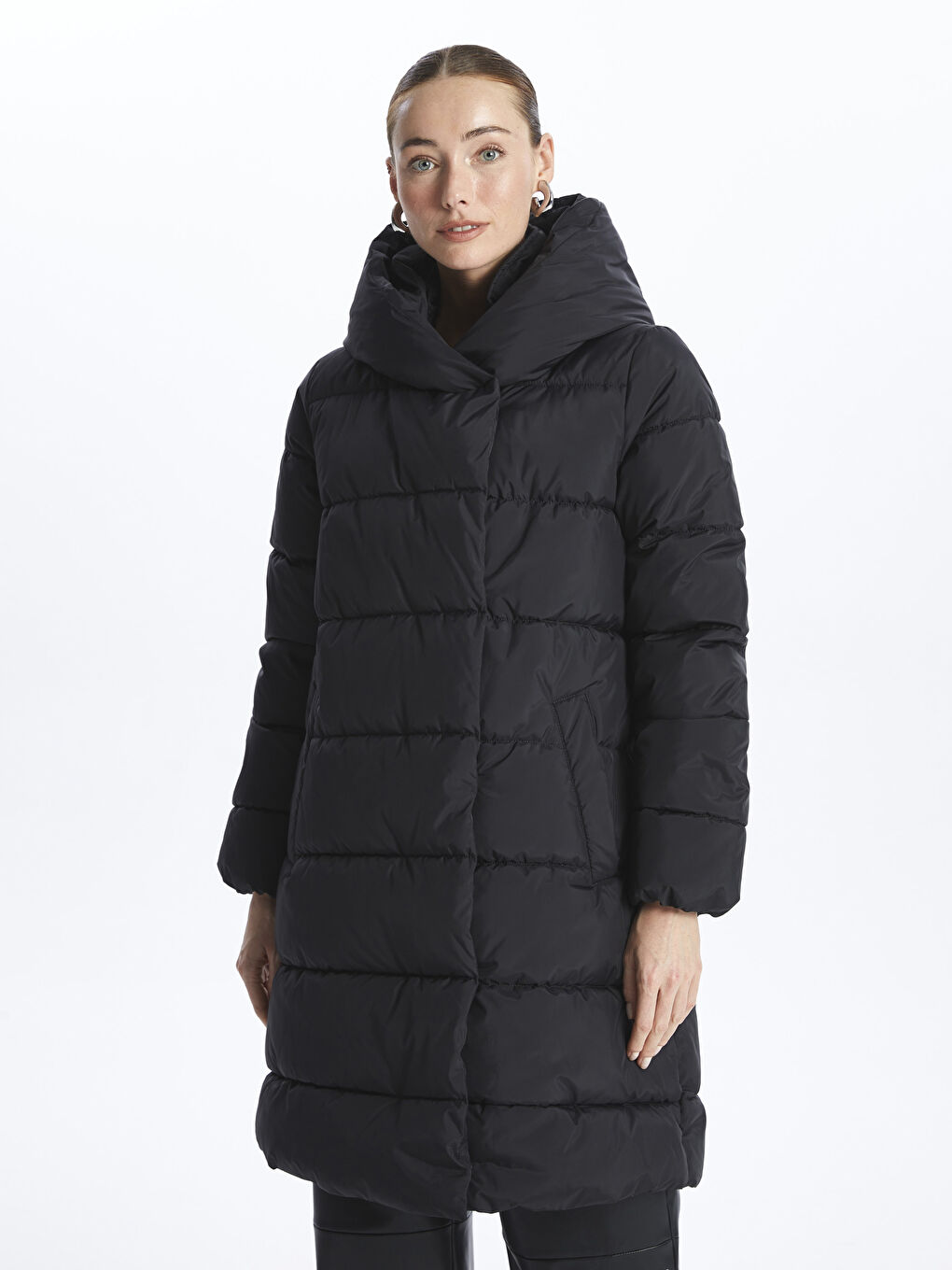 Women's Hooded Plain Puffer Coat
