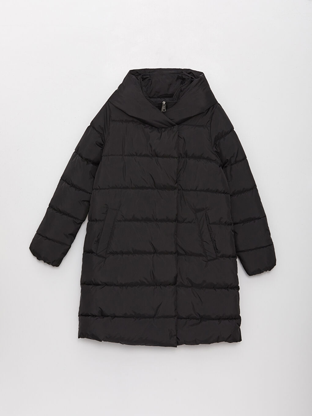 Women's Hooded Plain Puffer Coat-6