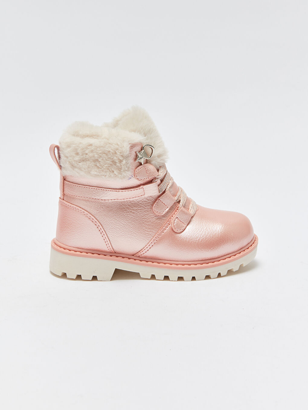 Pembe Parlak Deri Görünümlü Kız Çocuk Bot-1