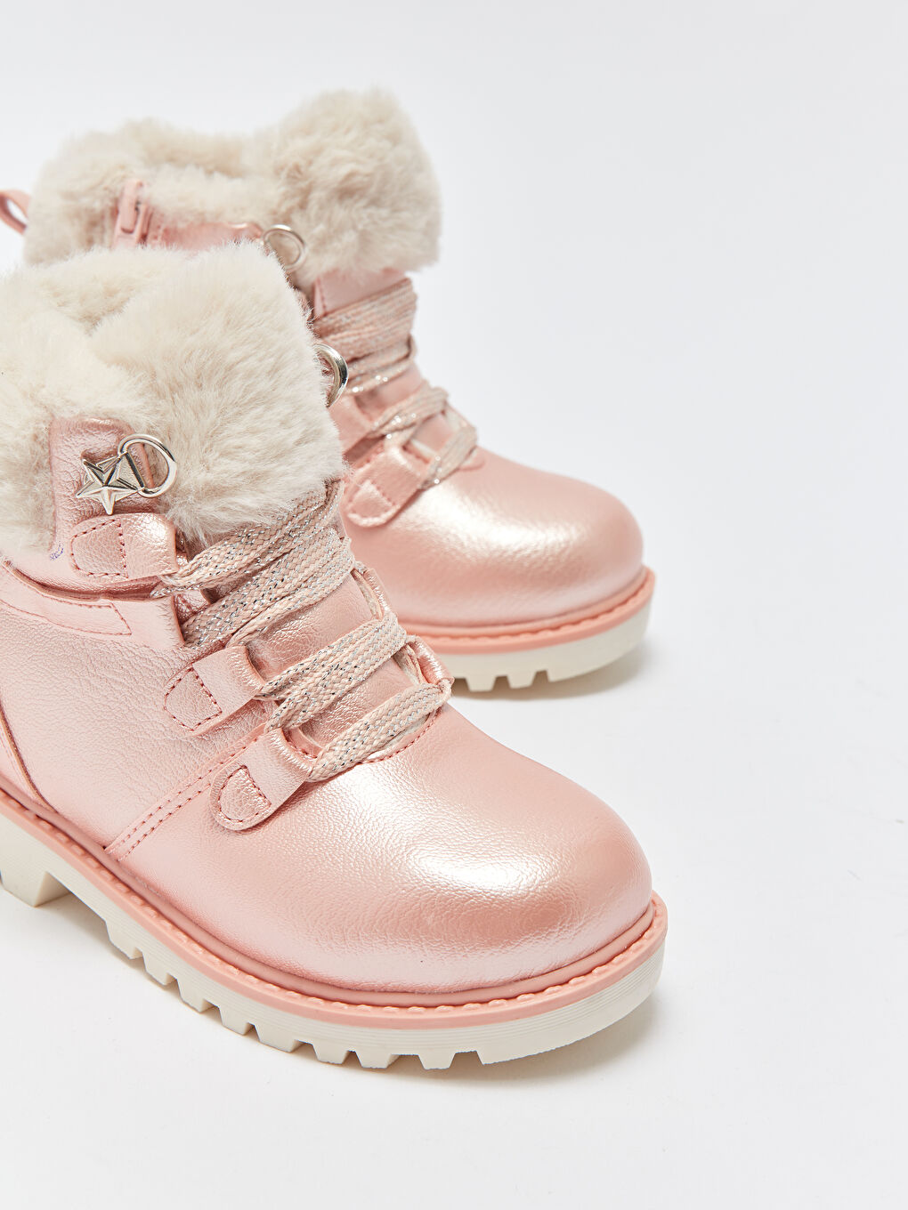 Pembe Parlak Deri Görünümlü Kız Çocuk Bot-2