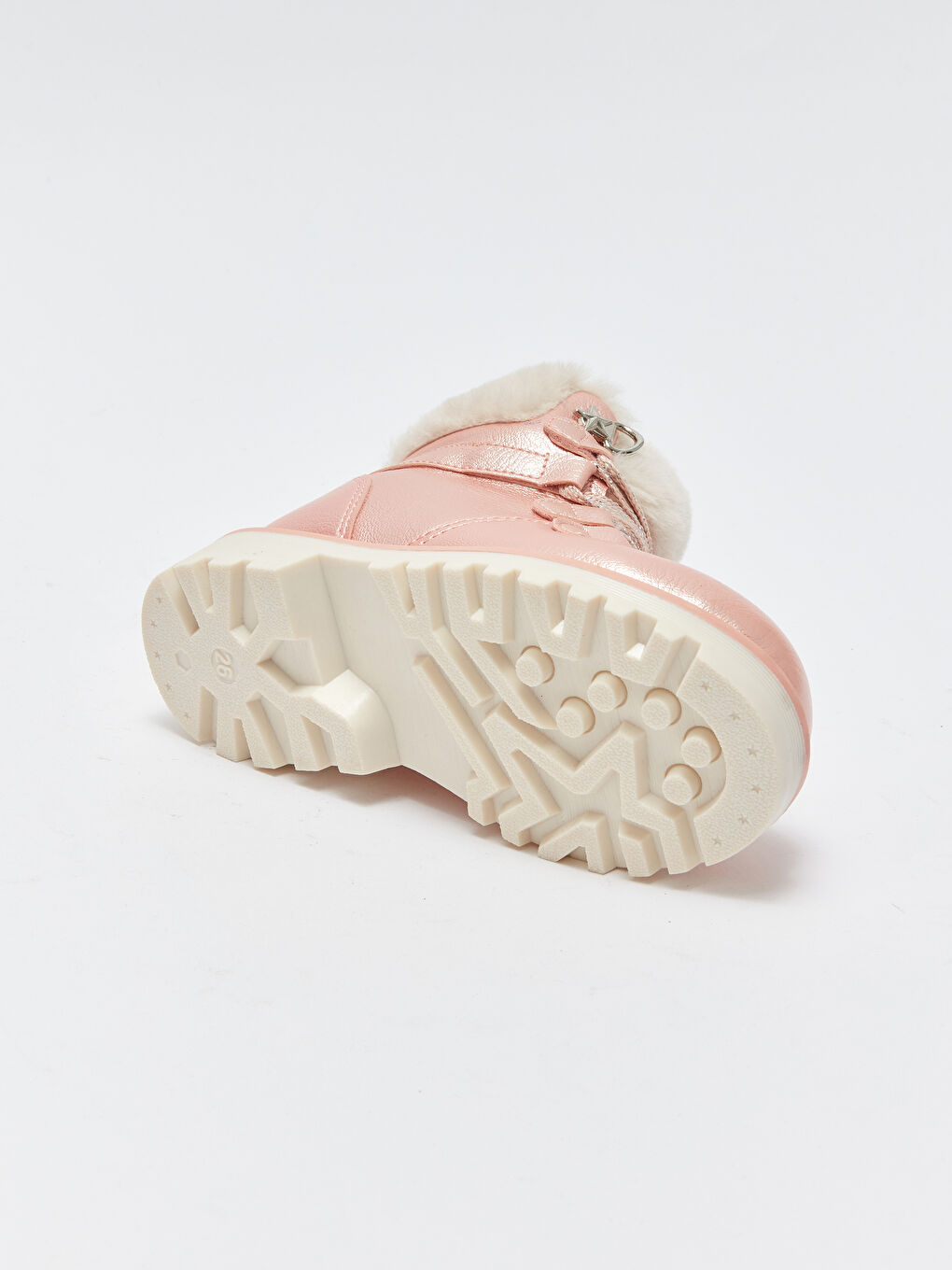 Pembe Parlak Deri Görünümlü Kız Çocuk Bot-5