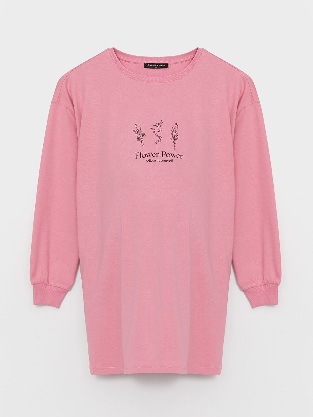 Crew Neck Printed Long Sleeve Maternity Sweatshirt Tunic-5