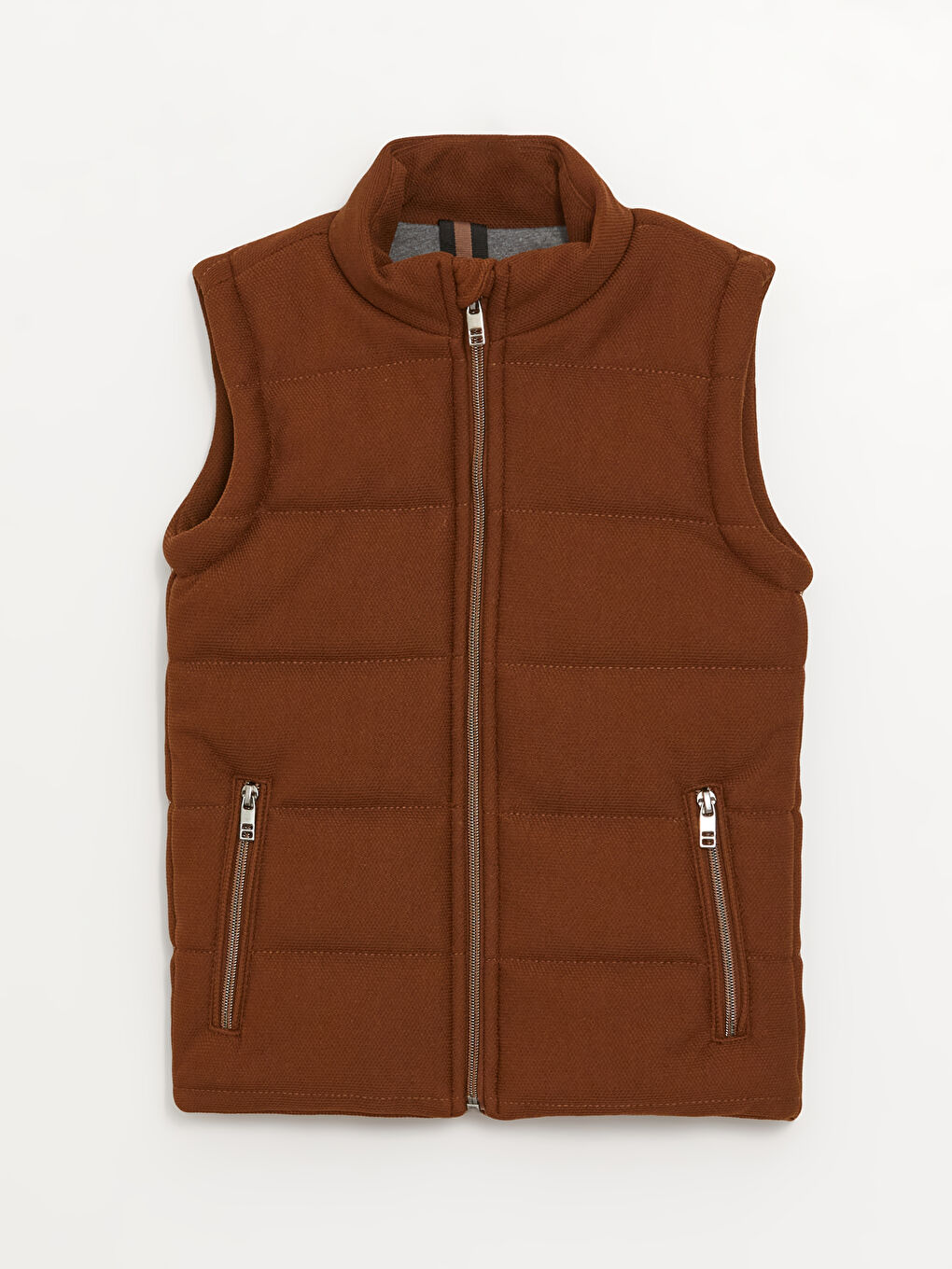 Kahverengi Dik Yaka Erkek Çocuk Yelek