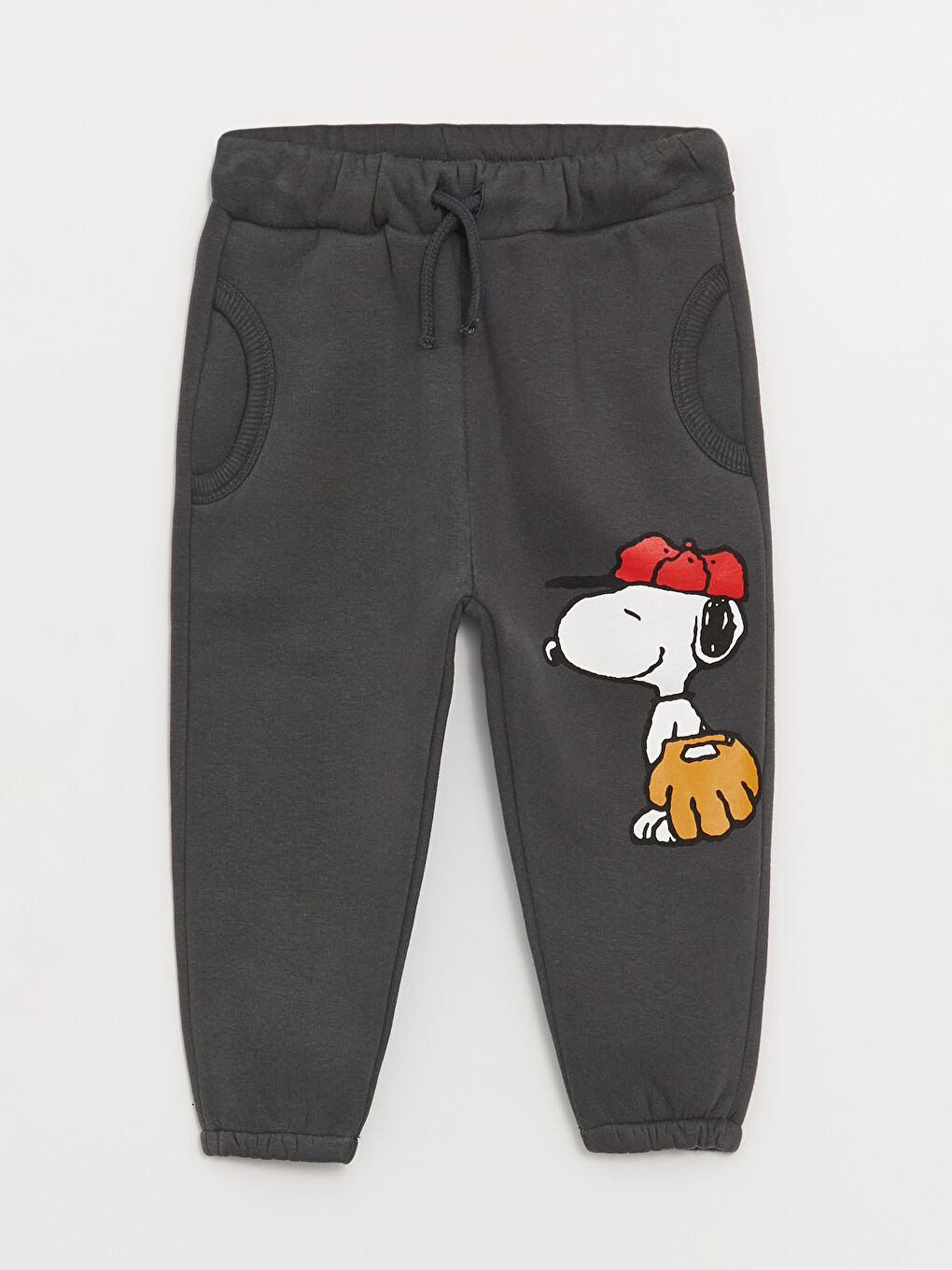 LCW baby Koyu Gri Beli Lastikli Snoopy Baskılı Erkek Bebek Jogger Eşofman Altı