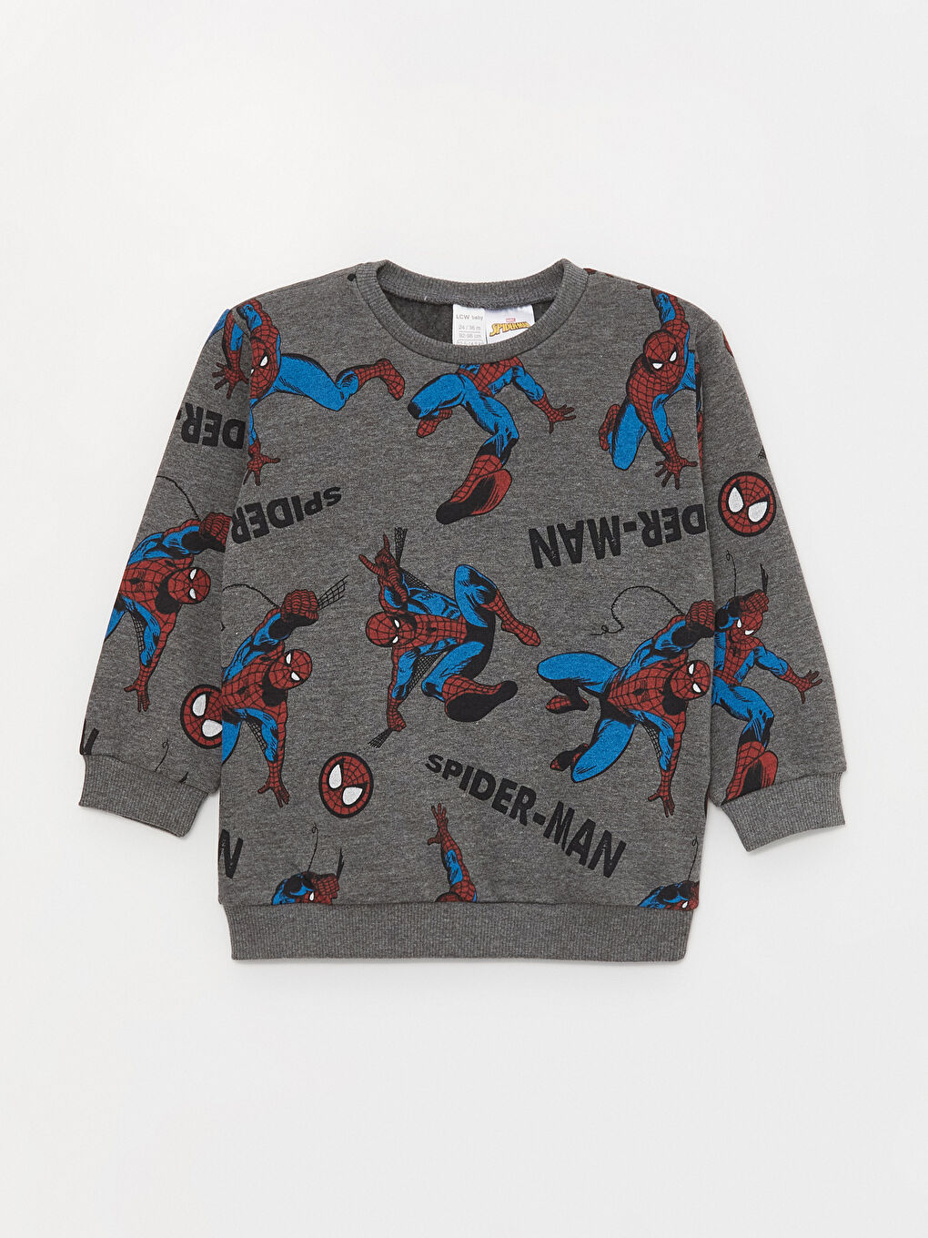 Gri Spider-Man Baskılı Erkek Çocuk Kalın Sweatshirt