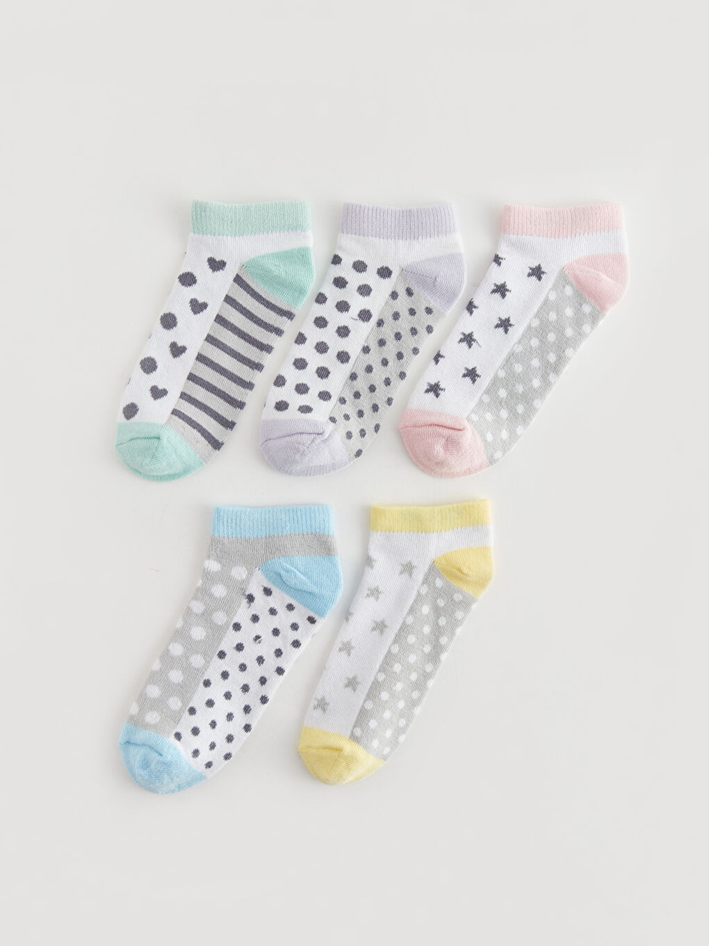 Patterned Girls' Trainer Socks 5 Pack