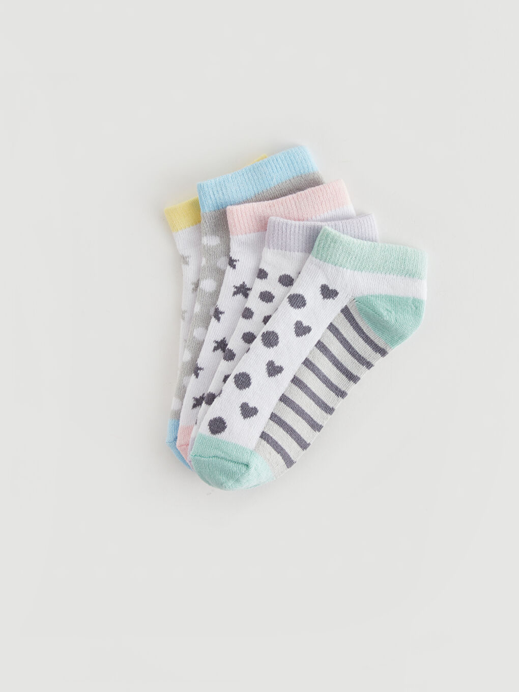 Patterned Girls' Trainer Socks 5 Pack-1