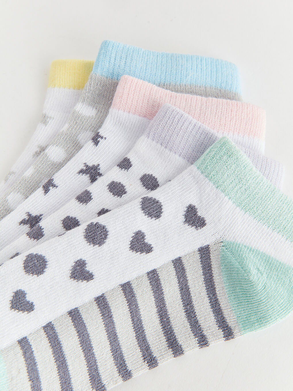 Patterned Girls' Trainer Socks 5 Pack-2