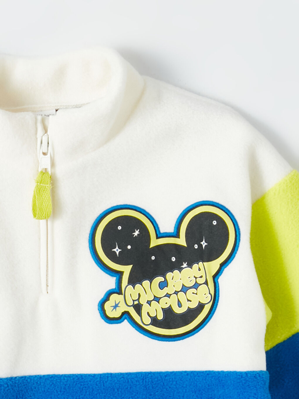 LCW baby Mavi Dik Yaka Uzun Kollu Mickey Mouse Baskılı Erkek Bebek Sweatshirt - 4