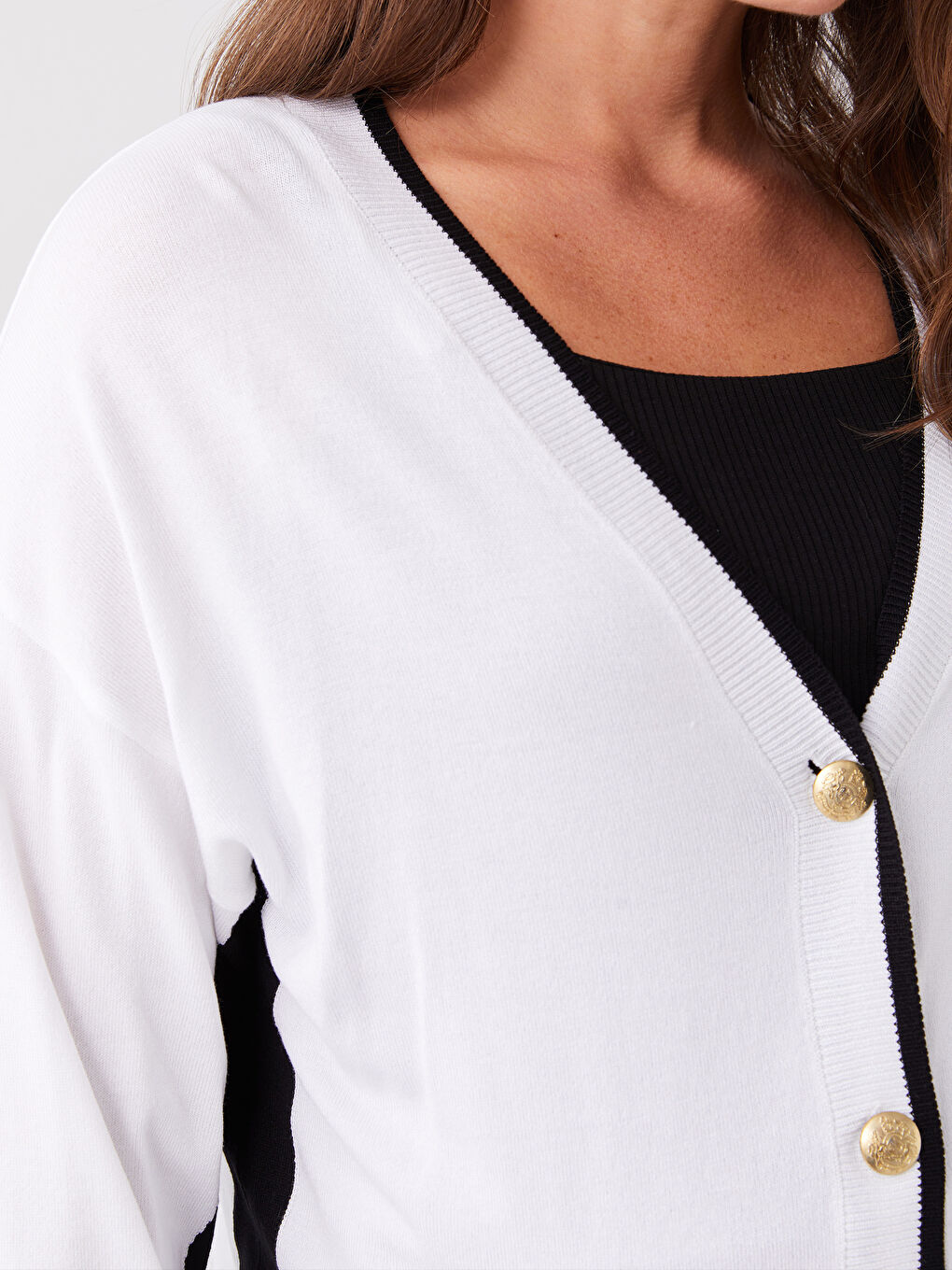 V Neck Color Block Long Sleeve Maternity Cardigan -W3DE48Z8-Q6K