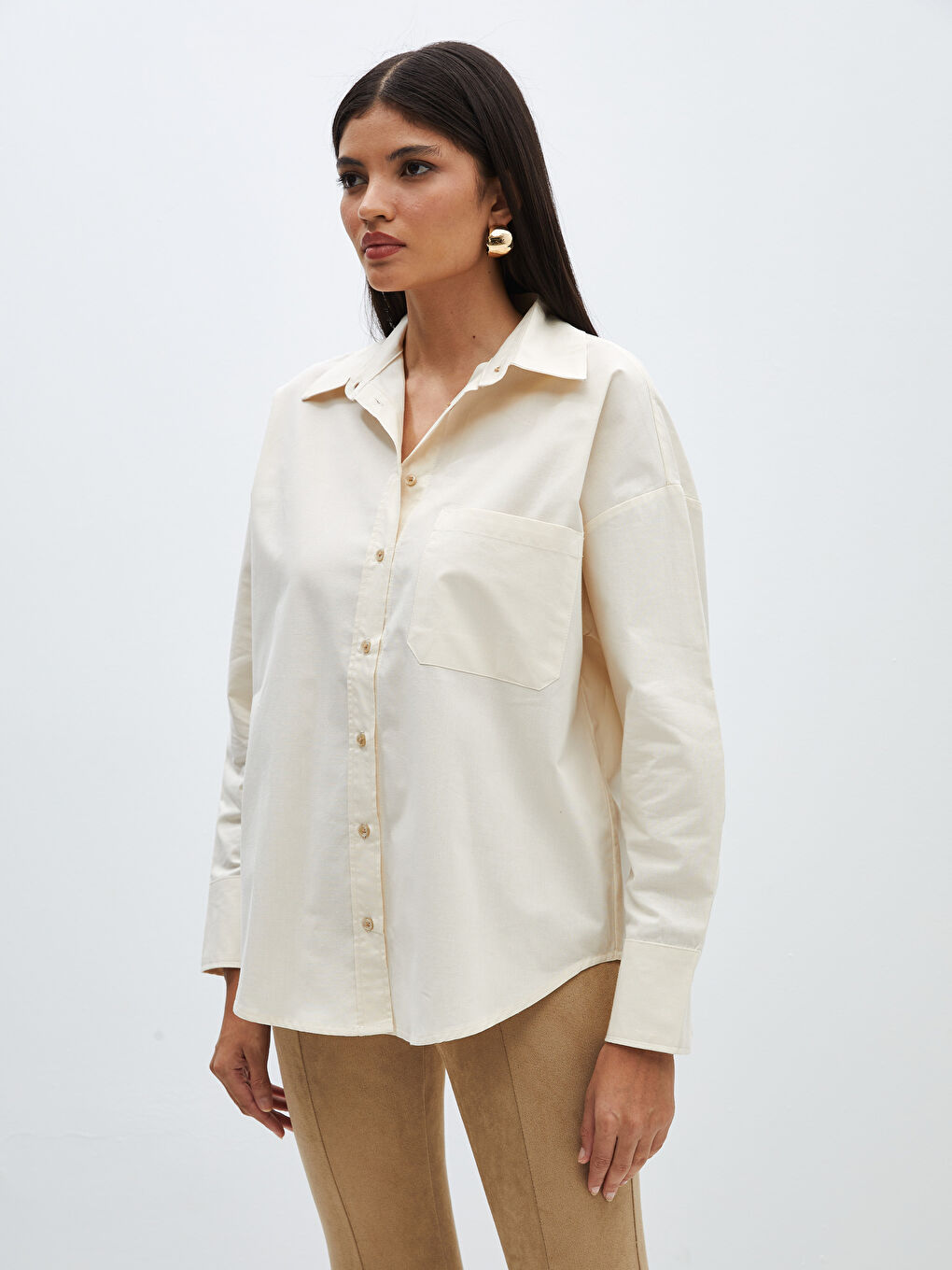 Oversize Poplin Women's Shirt-1
