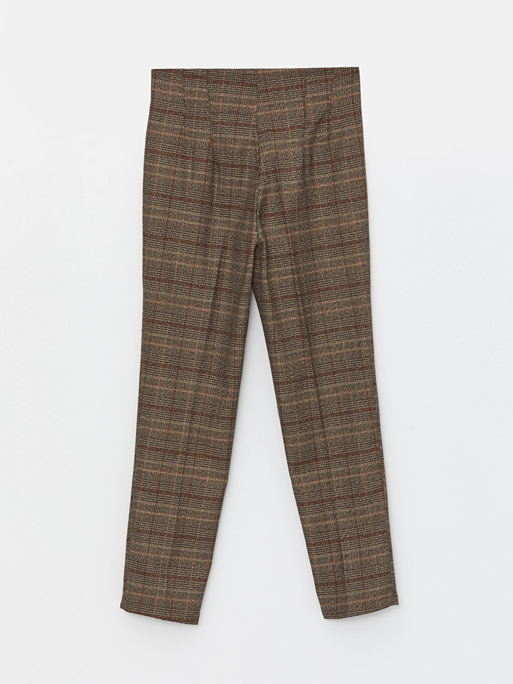 High Waist Carrot Fit Plaid Women's Trousers-5