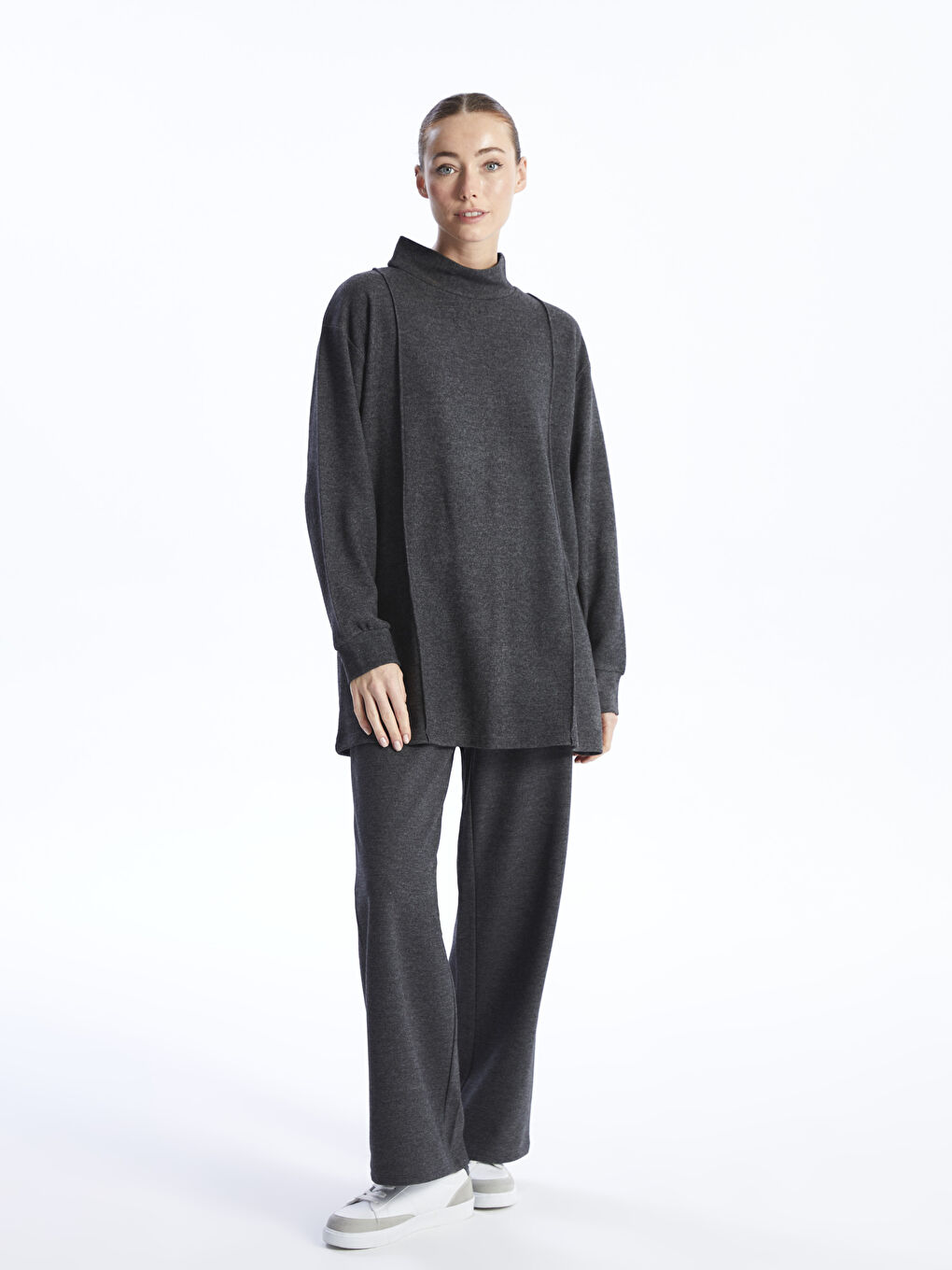 Elasticated Waist Plain Wide Leg Women's Trousers