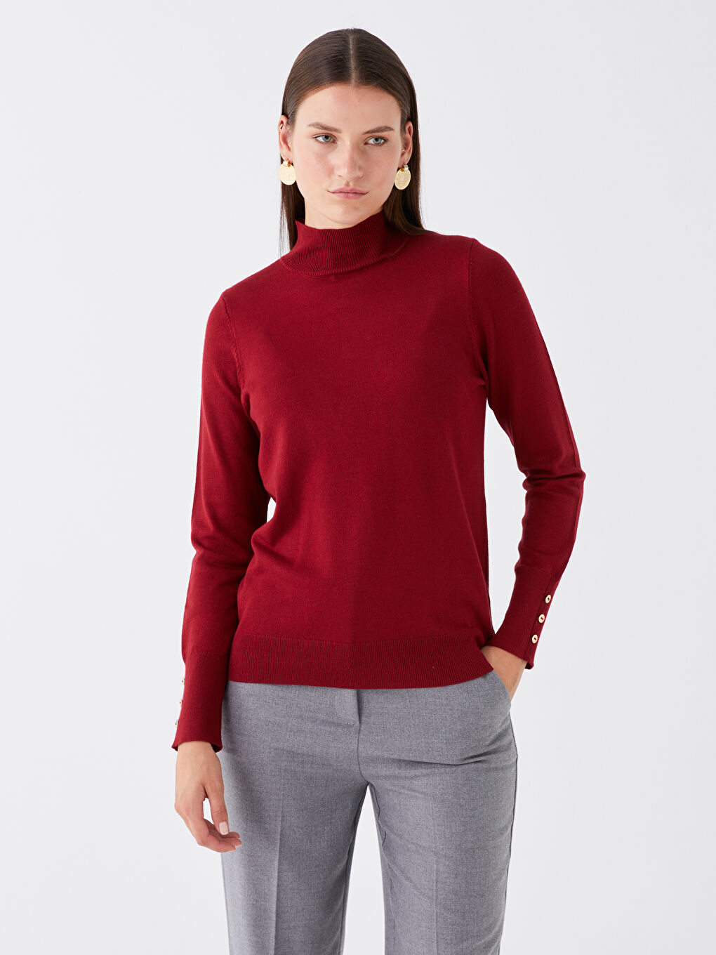 LCWAIKIKI Basic Half Turtleneck Women's Knitwear Sweater -W3DE87Z8-HQG