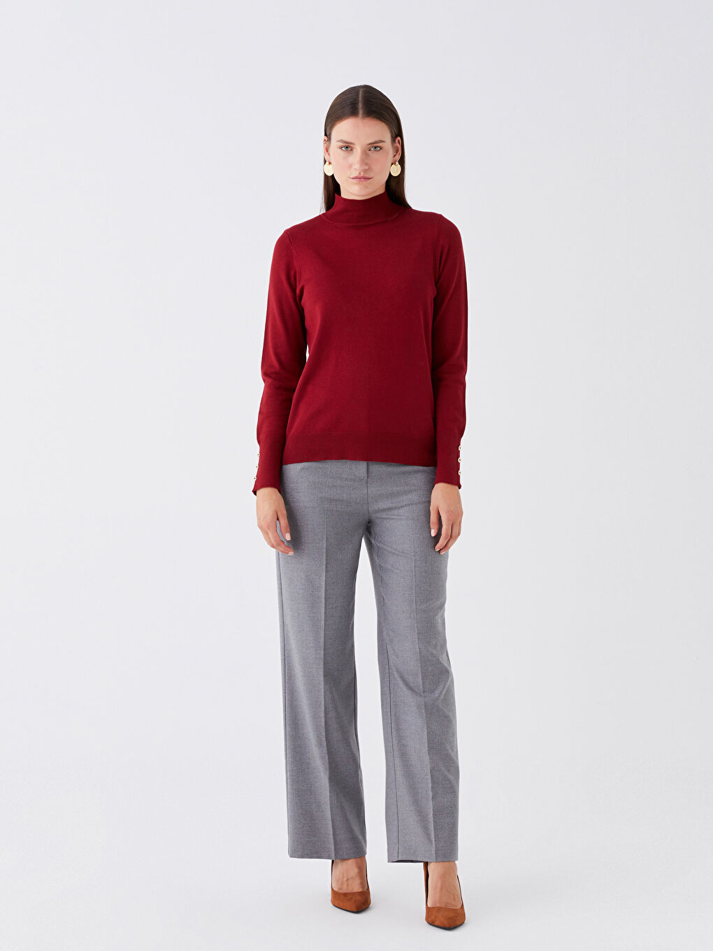 LCWAIKIKI Basic Half Turtleneck Women's Knitwear Sweater -W3DE87Z8-HQG
