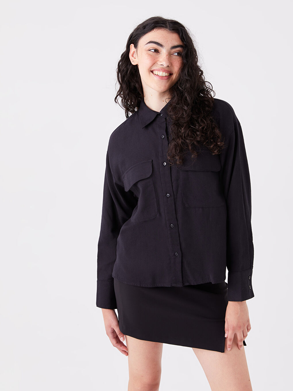 LCW Vision Schlichtes Langarmhemd für Damen -W3DE92Z8-CVL