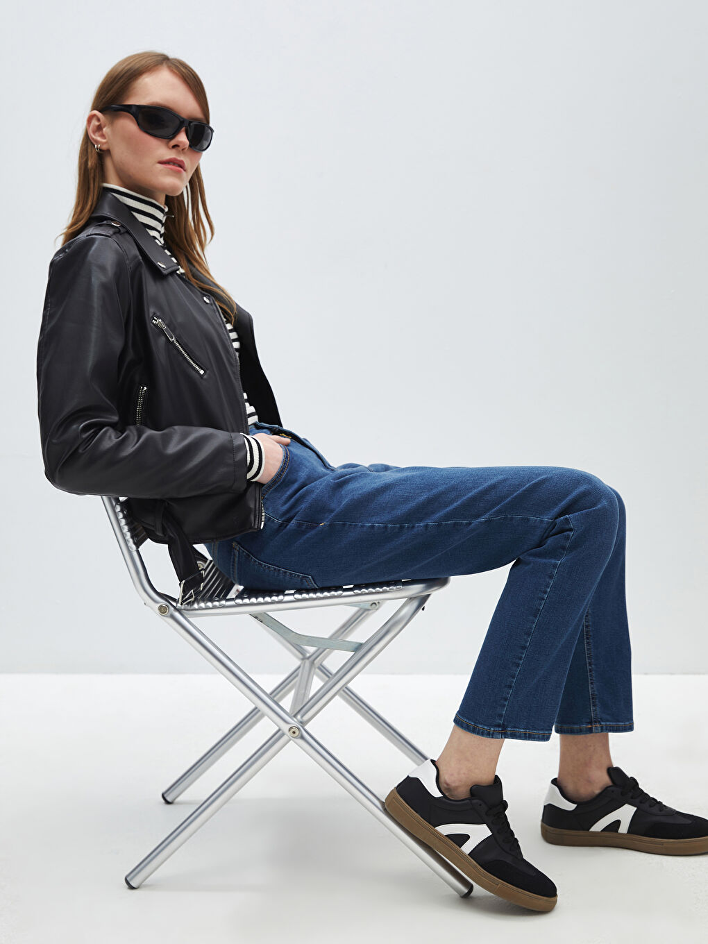 Jean Taille Haute Coupe Droite pour Femmes