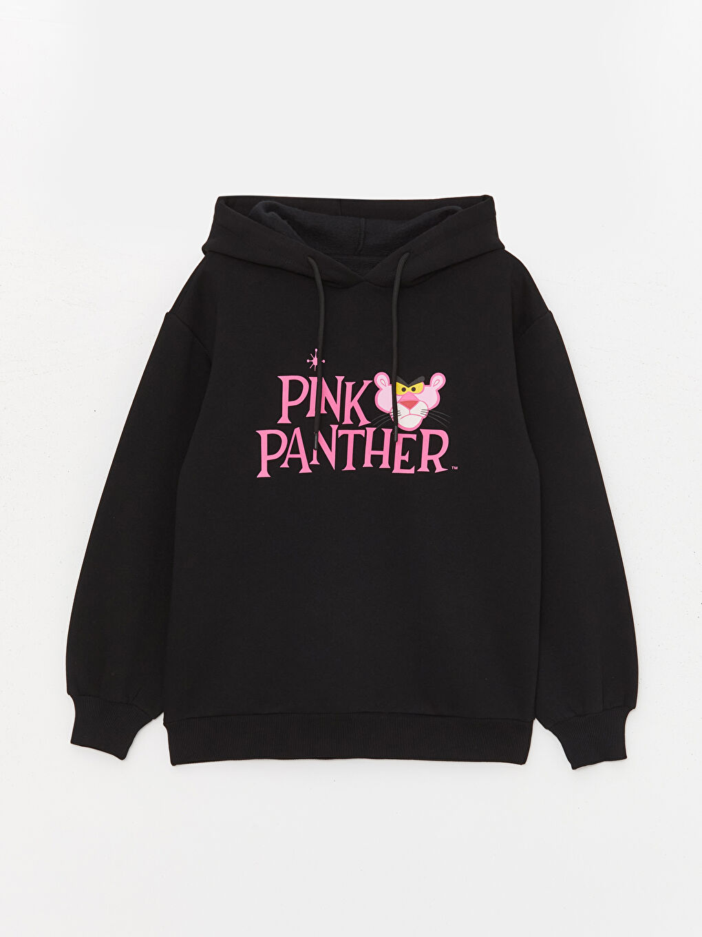 XSIDE Yeni Siyah Pembe Panter Baskılı Kadın Kalın Hoodie - 5