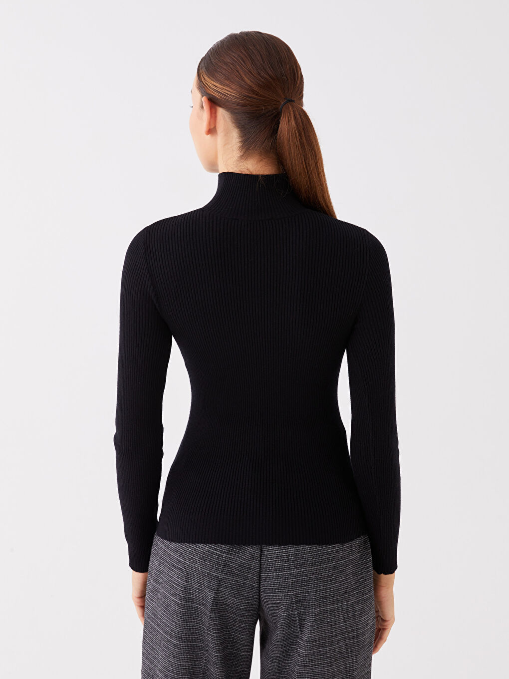 Пуловер с половин поло яка, с шарки, дълъг ръкав, за жени, трико-4