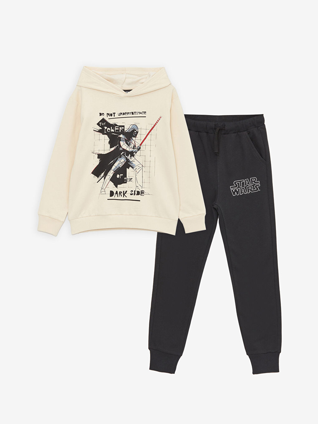 LCW Kids Açık Bej Star Wars Baskılı Erkek Çocuk Hoodie ve Eşofman Altı