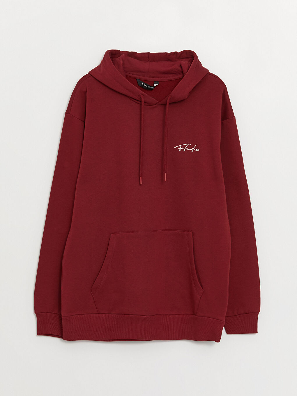 LCW Casual Bordo Uzun Kollu Baskılı Erkek Hoodie - 5