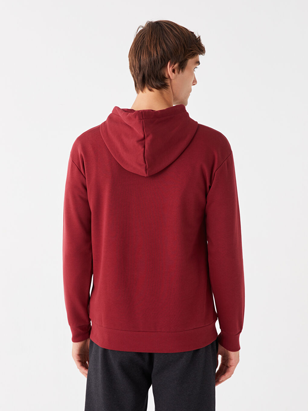 LCW Casual Bordo Uzun Kollu Baskılı Erkek Hoodie - 4