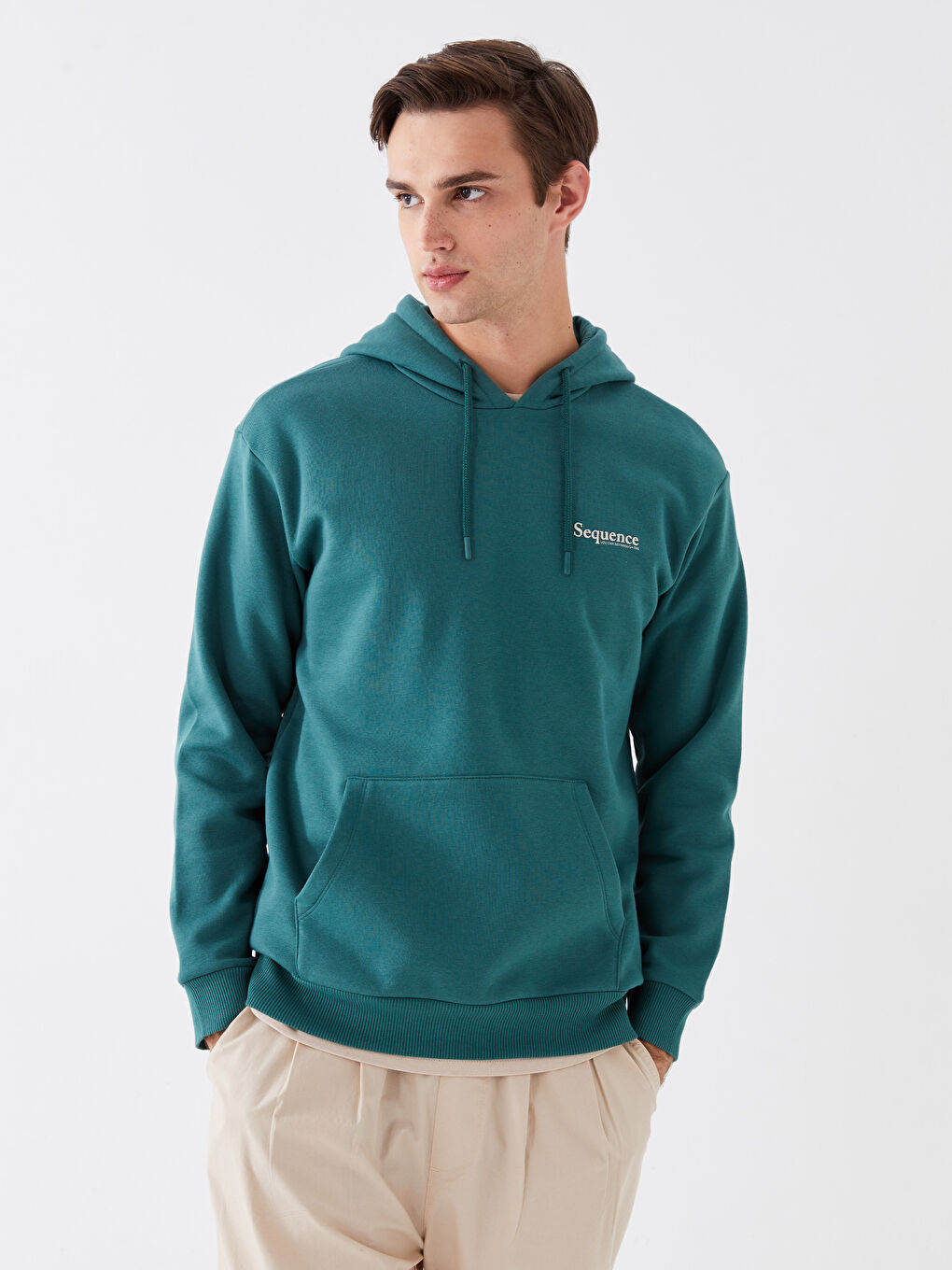 LCW Casual Yeşil Uzun Kollu Baskılı Erkek Hoodie - 1