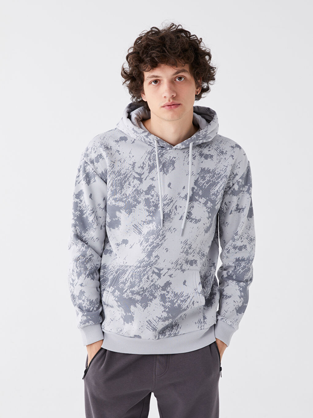 LCW Casual Mat Gri Uzun Kollu Erkek Hoodie