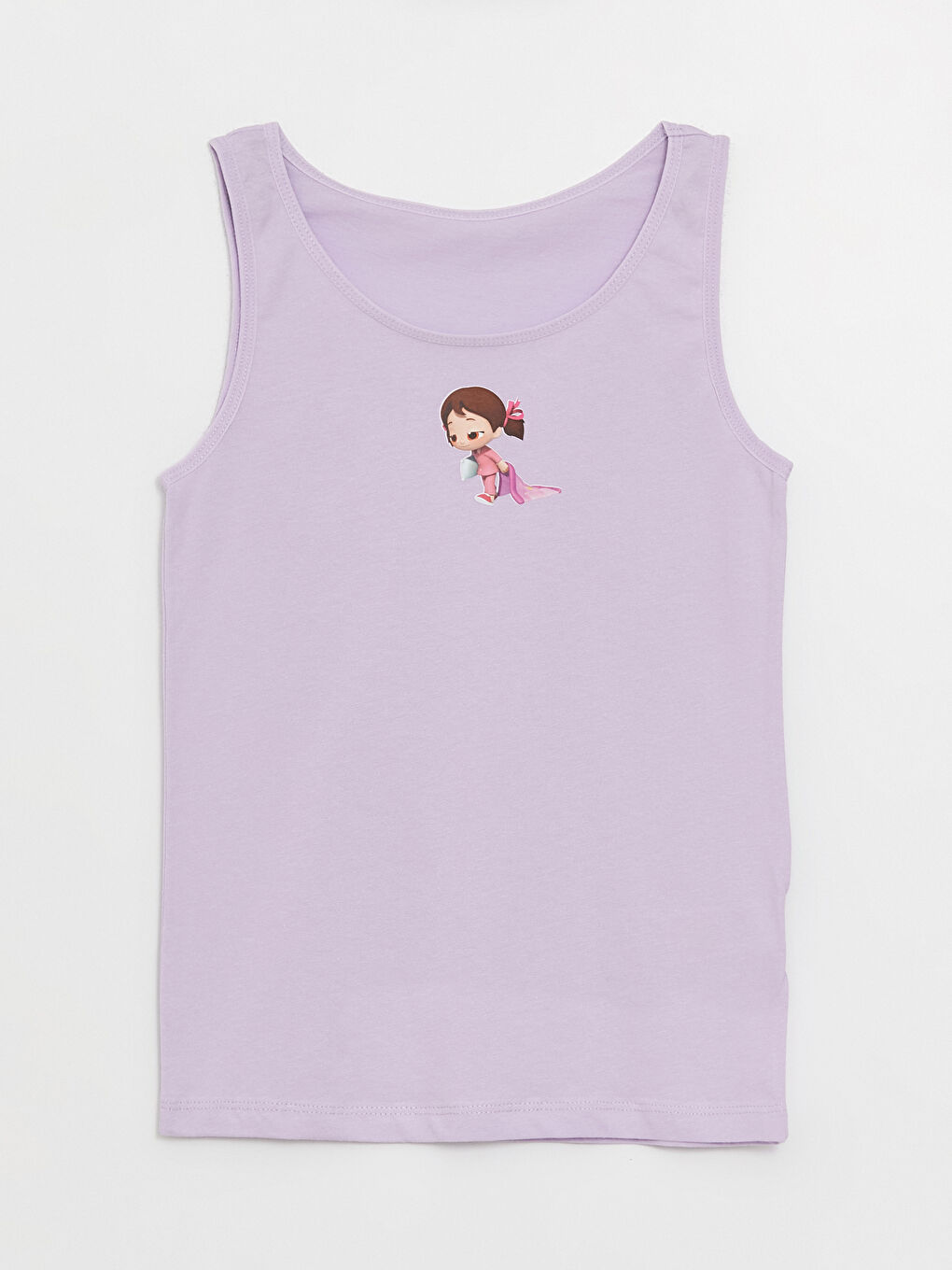 Lila Bisiklet Yaka Niloya Baskılı Kız Çocuk Atlet 2'li-1