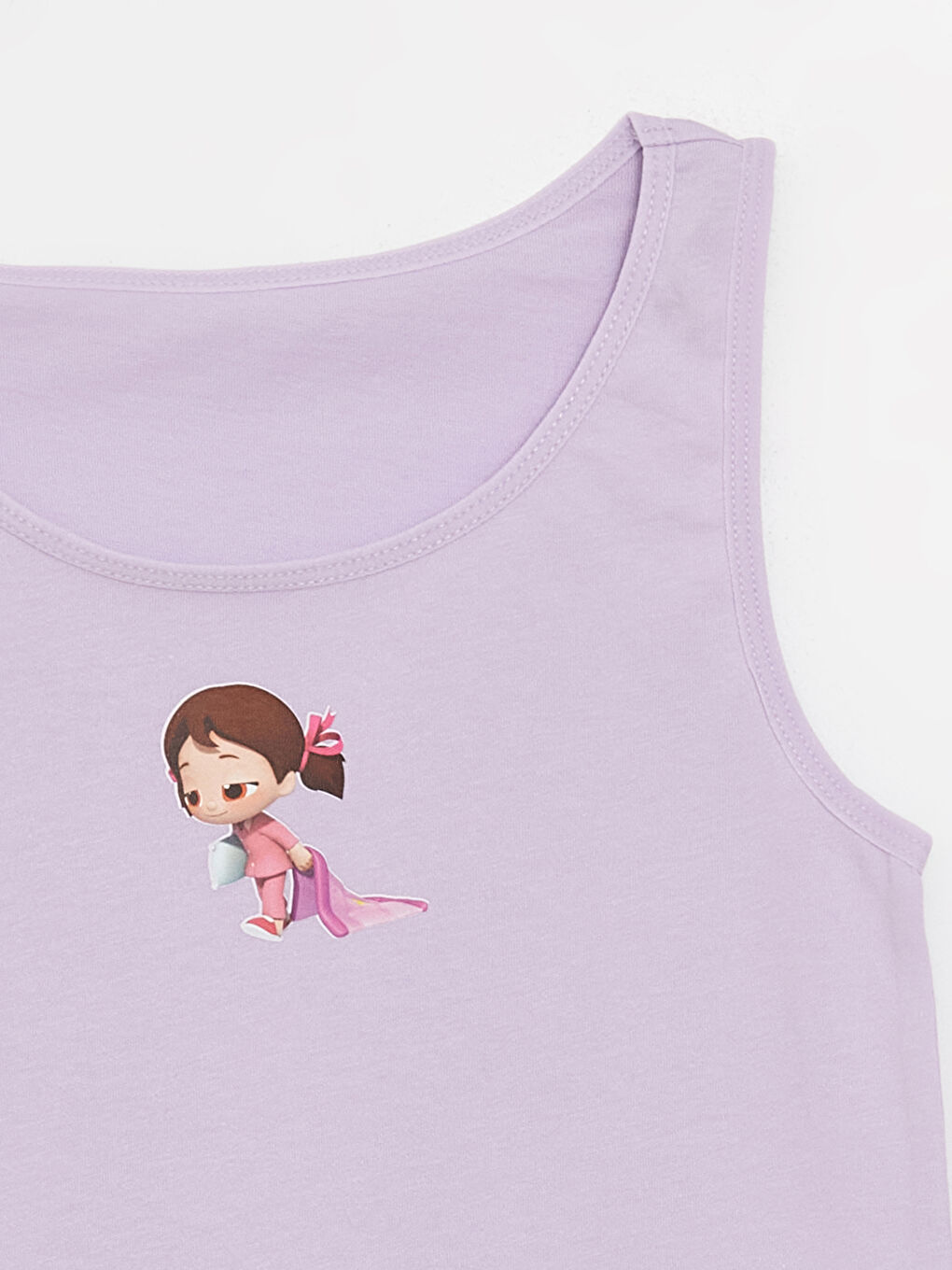 Lila Bisiklet Yaka Niloya Baskılı Kız Çocuk Atlet 2'li-2