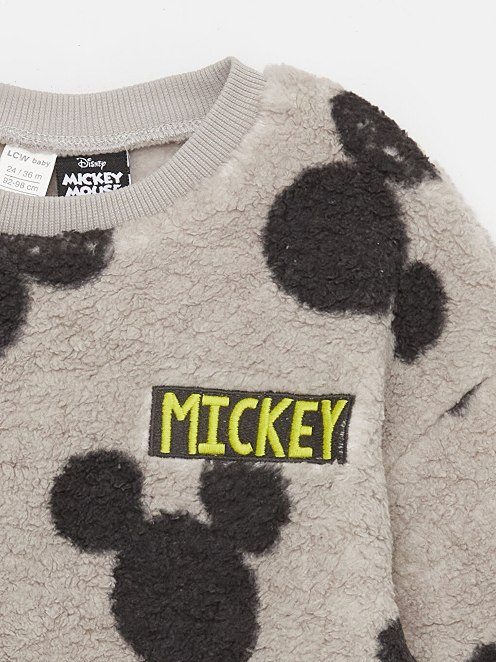 LCW baby Açık Gri Bisiklet Yaka Mickey Mouse Desenli Uzun Kollu Erkek Bebek Sweatshirt - 1