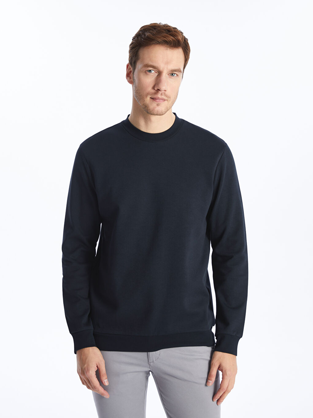 LCWAIKIKI Classic Antrasit Bisiklet Yaka Uzun Kollu Erkek Sweatshirt - 1