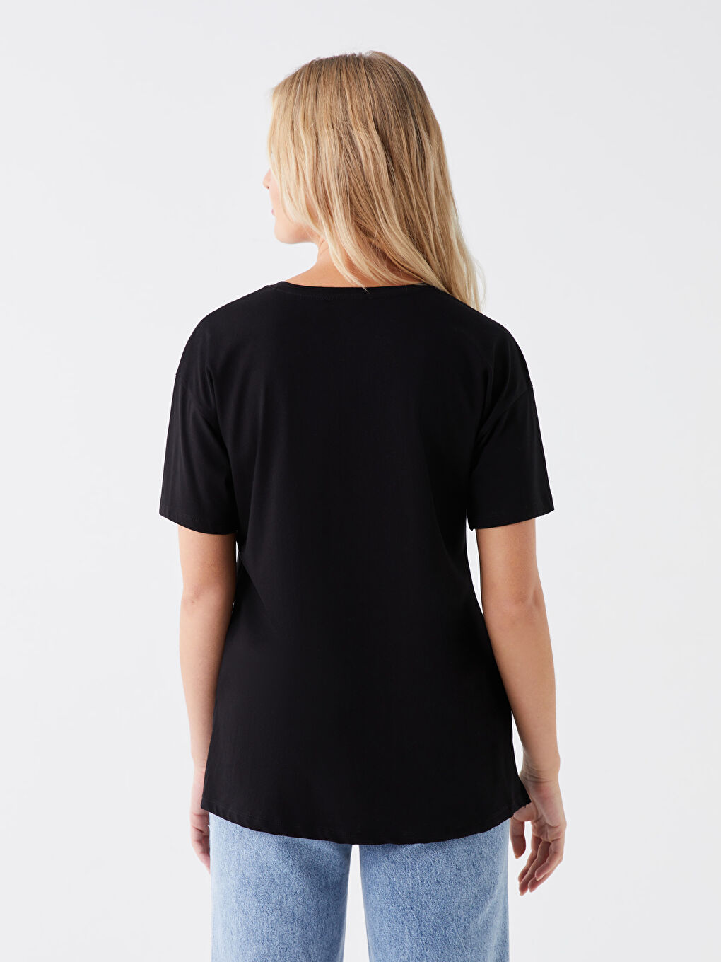 Siyah Bisiklet Yaka Atatürk Temalı Kadın Tişört-4