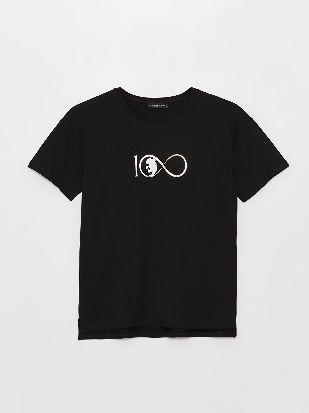 Siyah Bisiklet Yaka Atatürk Temalı Kadın Tişört-5