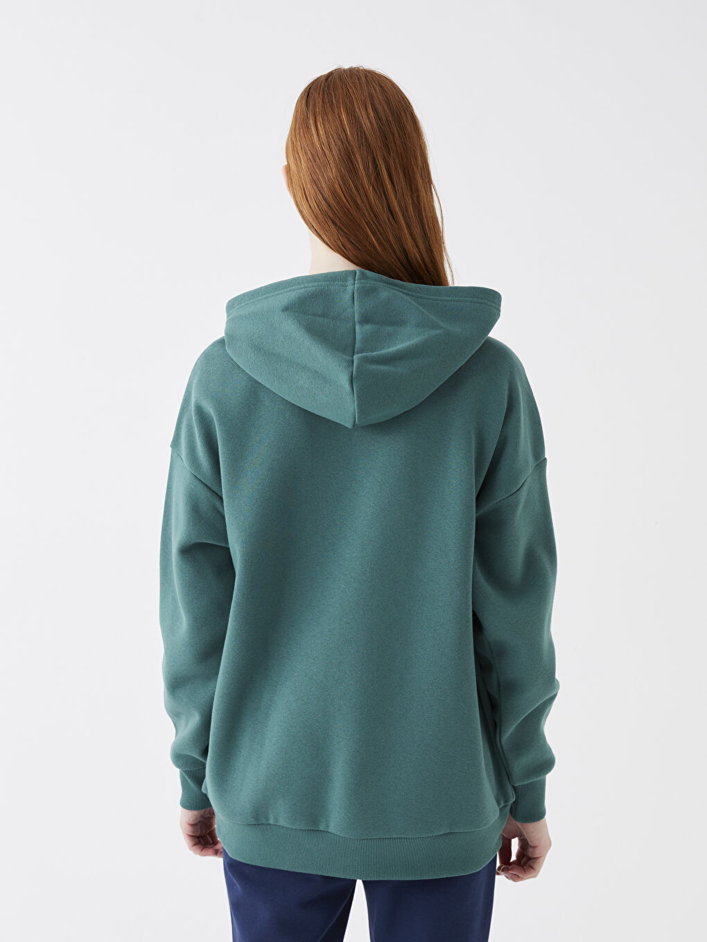 XSIDE Yeşil Baskılı Uzun Kollu Oversize Kadın Hoodie - 4