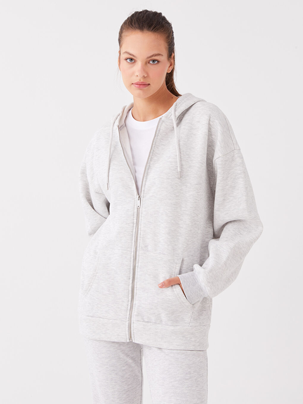 Hooded Oversize Women's Thick Zipper Sweatshirt -W3DH85Z8-JMD