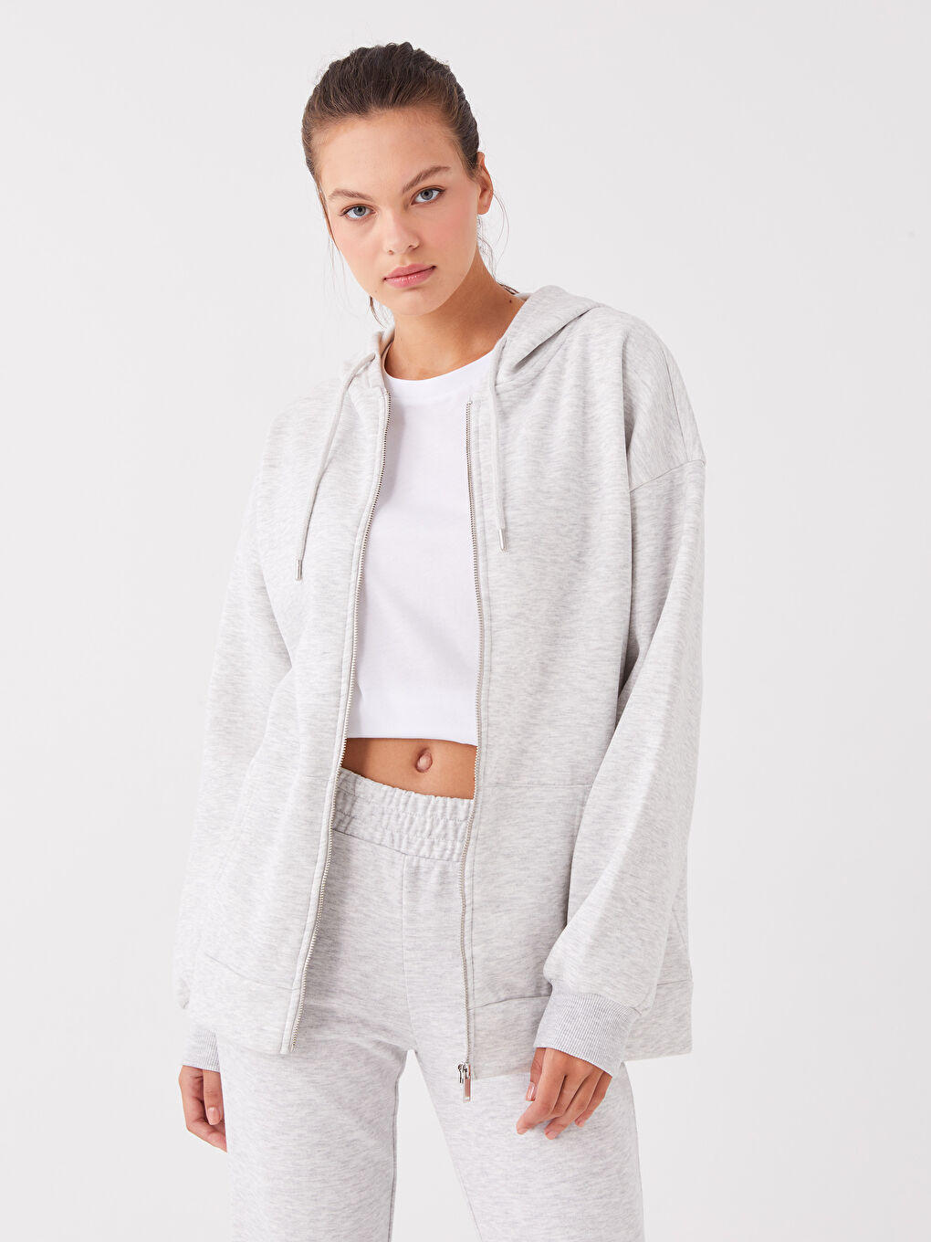 Hooded Oversize Women's Thick Zipper Sweatshirt -W3DH85Z8-JMD